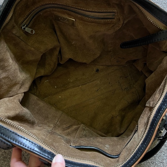 Gryson Jasper Leather Large Tote Shoulder Hand Bag Suede Lining Brown Black - Picture 15 of 16